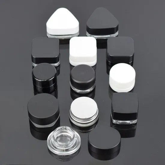 Custom 5ml 9ml Child Resistant Cube Qube Square Thick Wall Opal White or Black Matte Glass Concentrate Jars for Hemp Oil Extract Concentrate Packaging