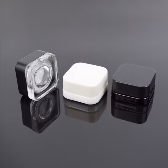 Custom 5ml 9ml Child Resistant Cube Qube Square Thick Wall Opal White or Black Matte Glass Concentrate Jars for Hemp Oil Extract Concentrate Packaging