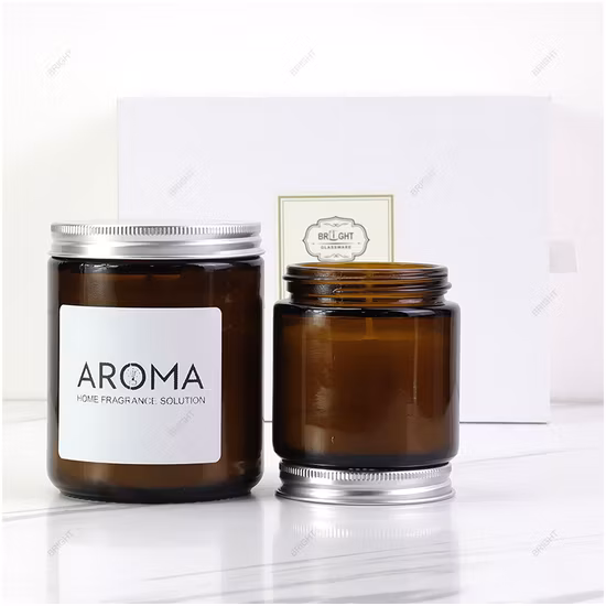 Frasco de vela de vidro vazio soprado à mão para velas perfumadas Recipiente de vela de vidro Vaso de vela de luxo para fazer velas